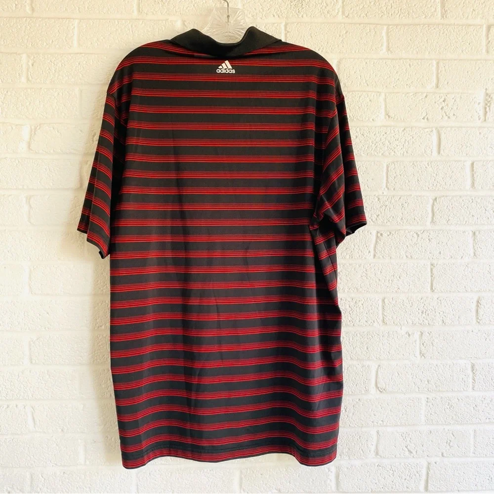 adidas Golf Men's Black & Red Striped Polo Shirt Top Large